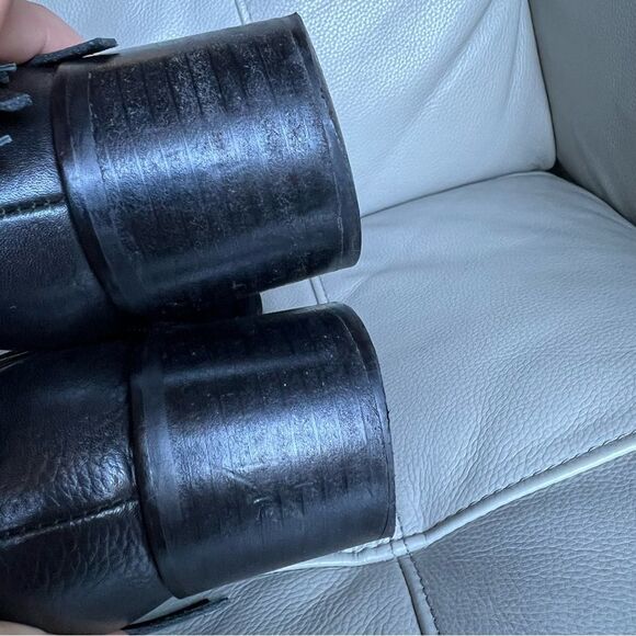 Lola Cruz Sz 39 8 Black Leather Ankle Boots with Fringe Side Zipper Pointed Toe - Picture 10 of 16